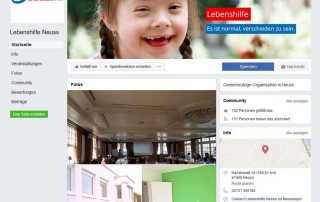 Bildschirmaufnahme des Profils der Lebenshilfe Neuss auf Facebook.