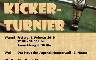 Plakat für das 5. Kicker-Turnier der Lebenshilfe Neuss.