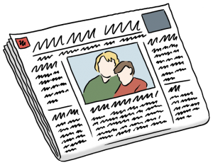 Zeichnung einer Zeitung.